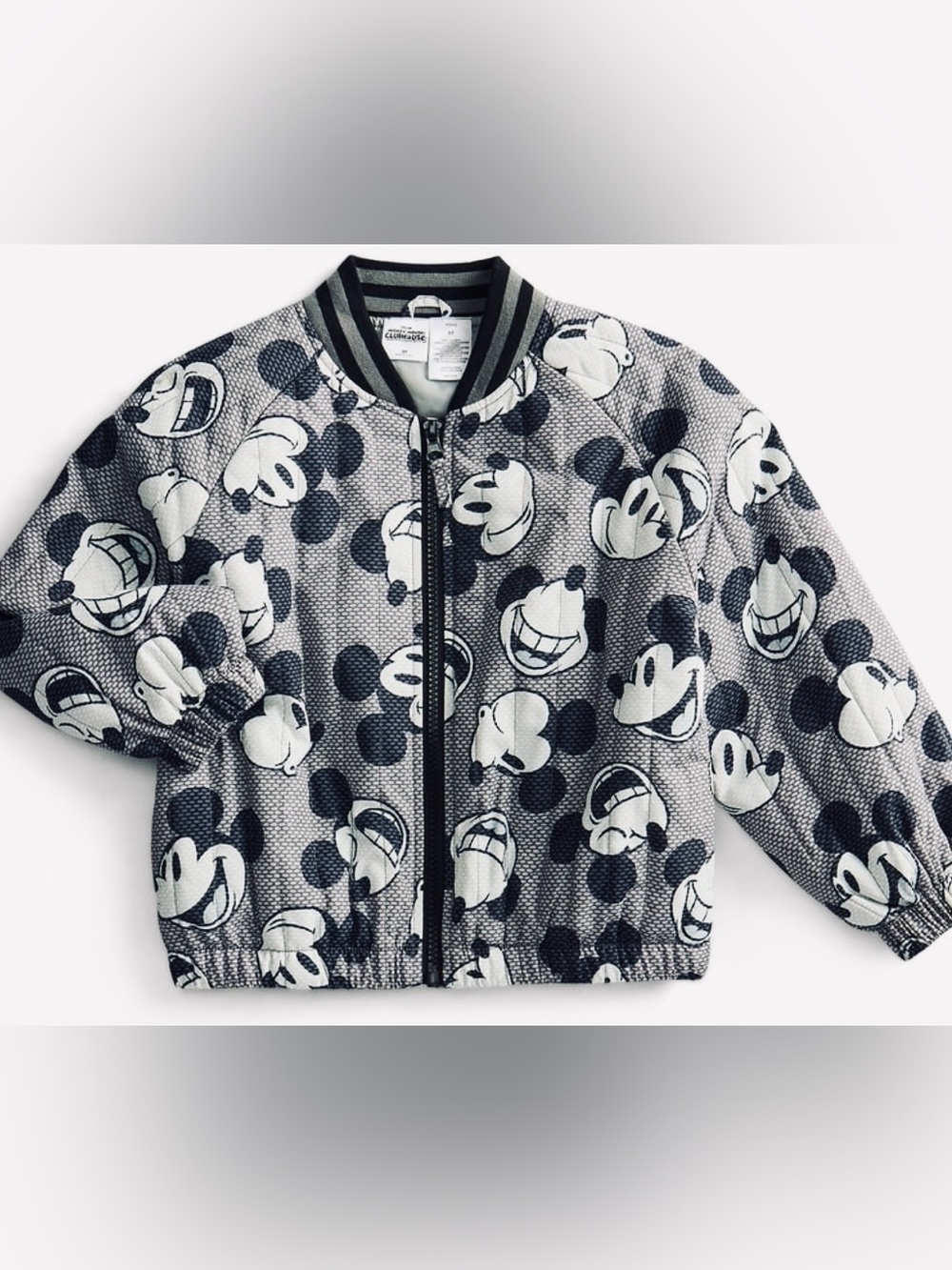 BRAND NEW Toddler  Mickey Mouse Pattern Bomber Jacket - Gray Size 5T